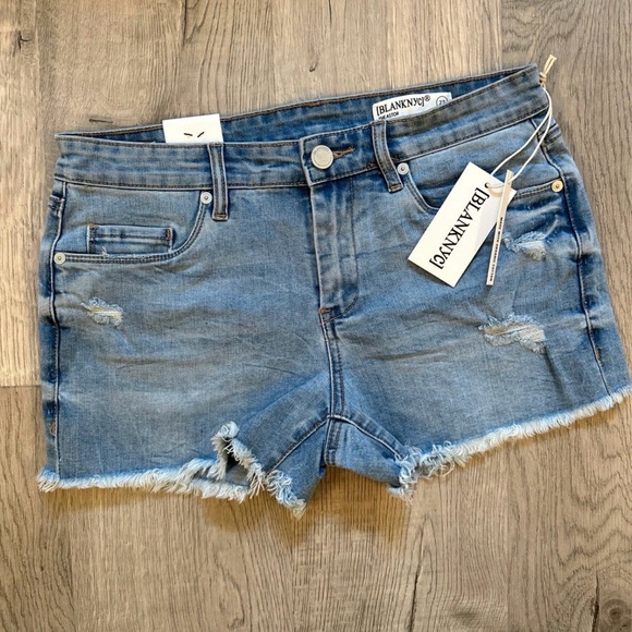 Blank NYC Distressed Blue Jean Shorts - Picture 1 of 7